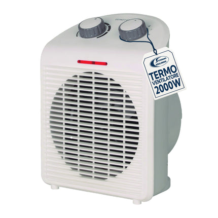 Gadip Termoventilatore Elettrico 2000W Compatto – 2 Livelli di Potenza 1000/2000W, Termostato Regolabile, Protezione da Surriscaldamento, IP21, Riscaldatore Portatile da Interno 19x13,5x25 cm Gadip