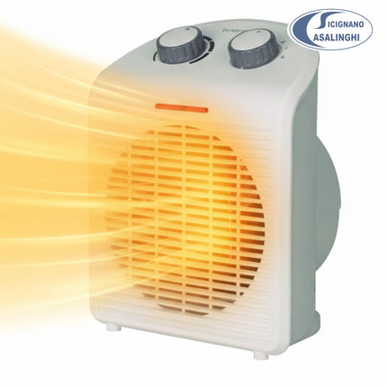 Gadip Termoventilatore Elettrico 2000W Compatto – 2 Livelli di Potenza 1000/2000W, Termostato Regolabile, Protezione da Surriscaldamento, IP21, Riscaldatore Portatile da Interno 19x13,5x25 cm Gadip