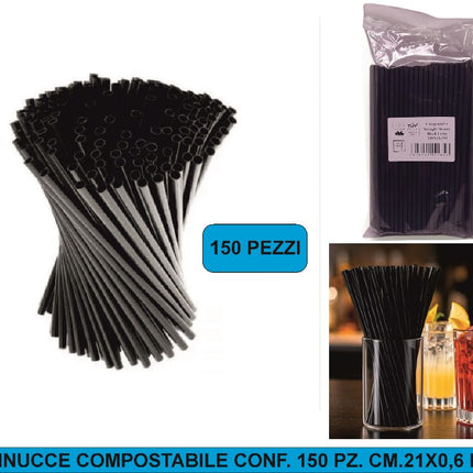 CANNUCCE COMPOSTABILE CONF. 150 PZ. CM.21X0,6 NERE Siam