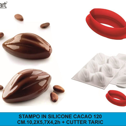 Silikomart Stampo Silicone Cacao 120 Effetto Realistico 3D – 6 Monoporzioni con Cutter Silikomart