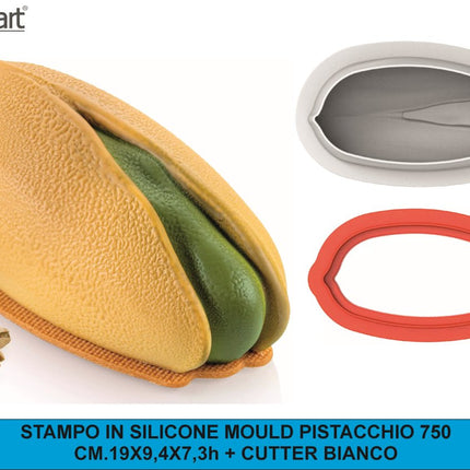 Silikomart Stampo Silicone Pistacchio 750 ml Frutta Realistica – con Cutter per Torte Moderne e Semifreddi Silikomart