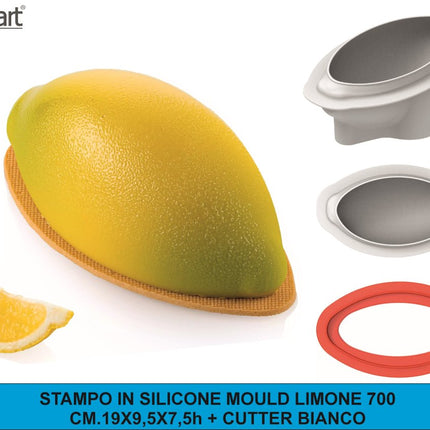 Silikomart Stampo Silicone Limone 700 ml Frutta Realistica – con Cutter per Torte Moderne e Mousse Silikomart