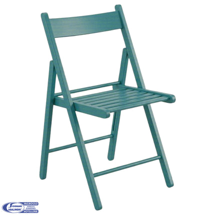 Sedia Legno Pieghevole Seduta 7 Stecche 49x43x77h cm - Naturale/Blu/Verde/Rosso/Giallo Blu Salmar