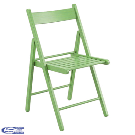 Sedia Legno Pieghevole Seduta 7 Stecche 49x43x77h cm - Naturale/Blu/Verde/Rosso/Giallo Verde Salmar