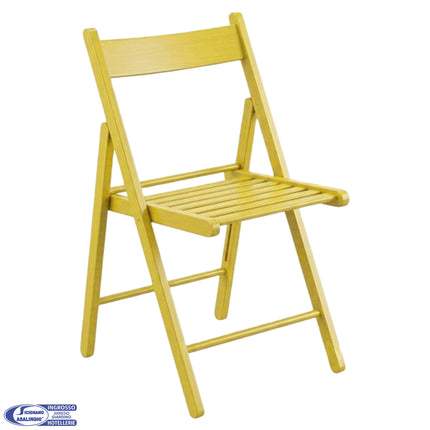 Sedia Legno Pieghevole Seduta 7 Stecche 49x43x77h cm - Naturale/Blu/Verde/Rosso/Giallo Giallo Salmar