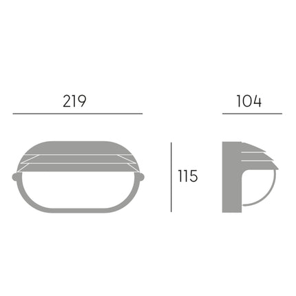 PALPEBRA OVALE Applique Piccola Ovale E27, Alluminio Pressofuso, IP54, 219x104x115 mm, Uso Esterno Sovil
