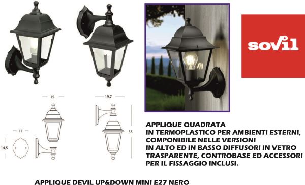 Applique Devil Up&Down Mini E27 Nero
