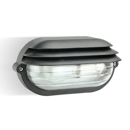 PALPEBRA OVALE Applique Grande Ovale E27, Alluminio Pressofuso, Vetro Trasparente, IP54, 287x169x132 mm Nero Sovil