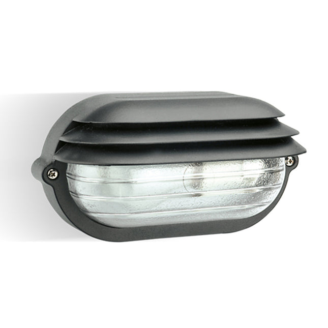 PALPEBRA OVALE Applique Grande Ovale E27, Alluminio Pressofuso, Vetro Trasparente, IP54, 287x169x132 mm Nero Sovil
