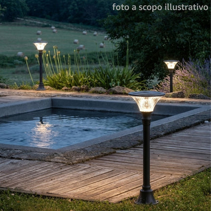 Testa-Palo da Esterno, Alluminio Pressofuso, Diffusore Termoplastico Trasparente, Portalampada E27, Adattatore ø 60 mm Sovil
