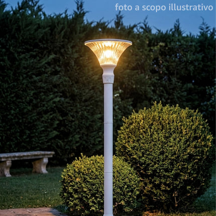 Testa-Palo da Esterno, Alluminio Pressofuso, Diffusore Termoplastico Trasparente, Portalampada E27, Adattatore ø 60 mm Sovil