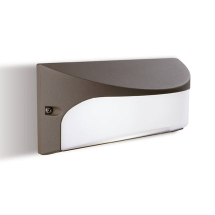 Applique da Esterno LED 10W, Alluminio Pressofuso, Diffusore Termoplastico Ghiaccio Satinato, 220x100mm, Modulo EASY CHANGE, Marrone 4000K Sovil