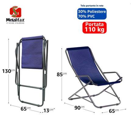 Dondolino Creta Antracite Telo Ecru/Salvia/Blue Navy Portata 110kg Blue Navy Metal Far