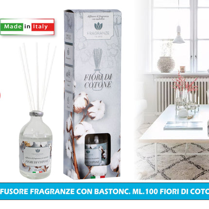 Diffusore Fragranze Con Bastonc. Ml.100 Fiori Di Cotone Star