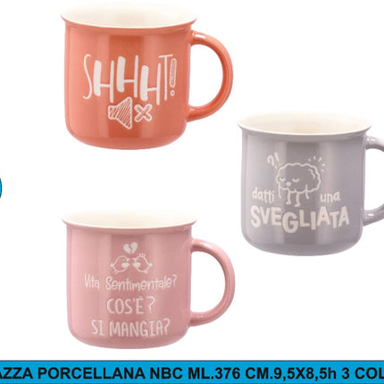 Tazza Porcellana Nbc Ml.376 Cm.9,5X8,5H 3 Colori Star