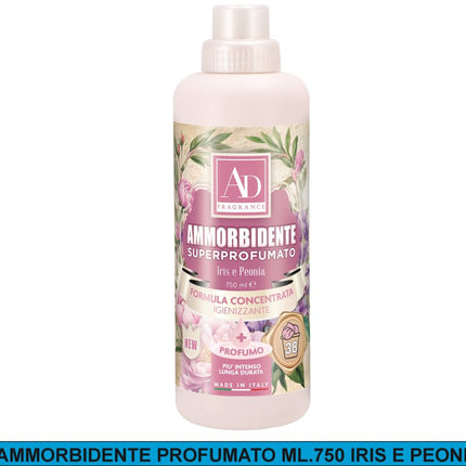 AD TREND Ammorbidente Superprofumato Iris e Peonia 750 ml | Ammorbidente Concentrato Igienizzante per Lavatrice | Formula Concentrata Made in Italy fino a 38 Lavaggi AD Trend