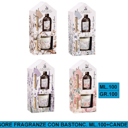 Diffusore Fragranze Con Bastonc. Ml.100+Candela Gr.100 Star
