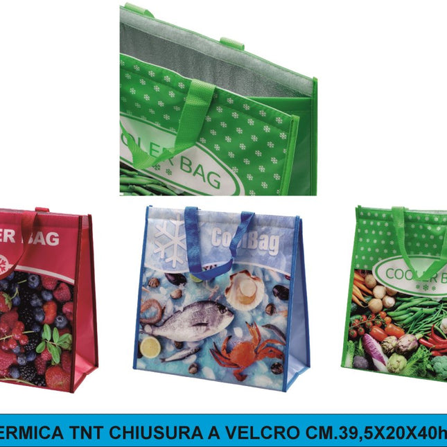 BORSA TERMICA TNT CHIUSURA A VELCRO CM.39,5X20X40h 3 COLORI AD Trend