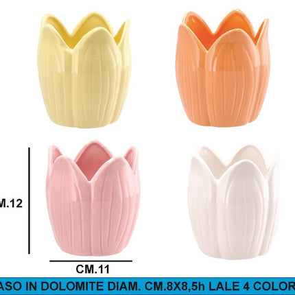 Vaso In Dolomite Diam. Cm.11X12H Lale 4 Colori Star