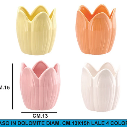 Vaso In Dolomite Diam. Cm.13X15H Lale 4 Colori Star