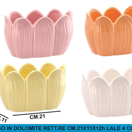 Vaso In Dolomite Rett.Re Cm.21X11X12H Lale 4 Colori Star