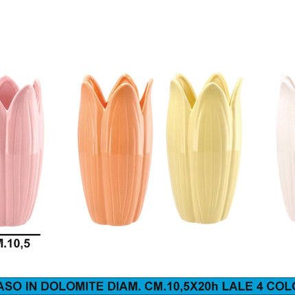 Vaso In Dolomite Diam. Cm.10,5X20H Lale 4 Colori Star