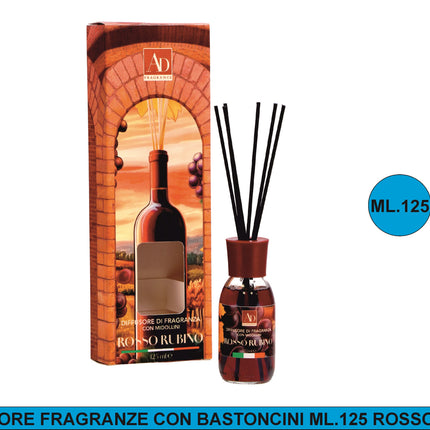 Diffusore Fragranze Con Bastonc. Ml.125 Rosso Rubino Star