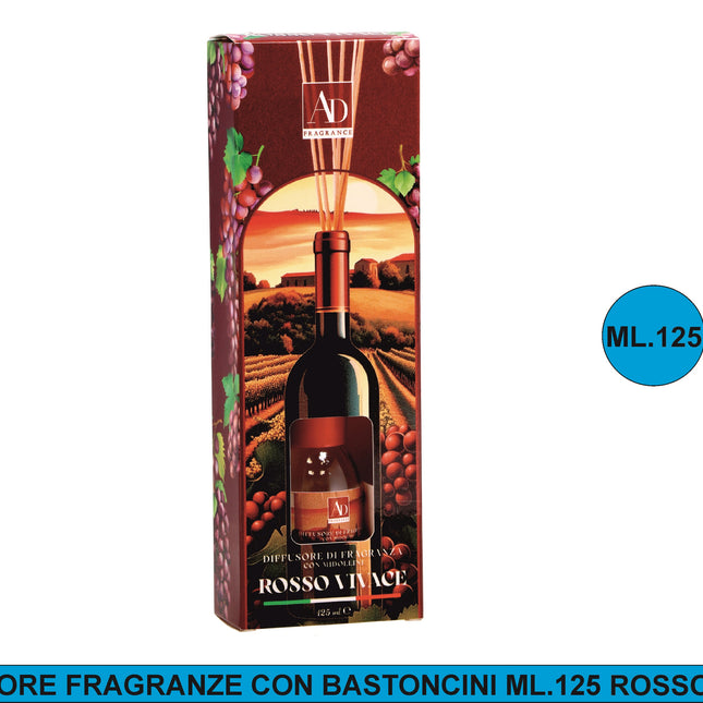 Diffusore Fragranze Con Bastonc. Ml.125 Rosso Vivace Star