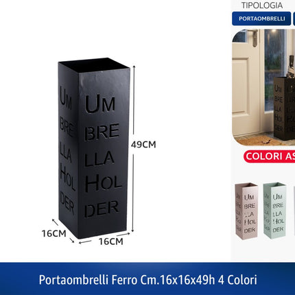 AD Trend Portaombrelli in Ferro 16x16x49 cm | Portaombrelli Moderno da Ingresso Traforato in 4 Fantasie e 4 Colori Assortiti Umbrella Holder Star