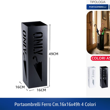 AD Trend Portaombrelli in Ferro 16x16x49 cm | Portaombrelli Moderno da Ingresso Traforato in 4 Fantasie e 4 Colori Assortiti Only e Ombrello Star