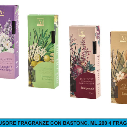 Diffusore Fragranze Con Bastonc. Ml.200 4 Fragranze Star