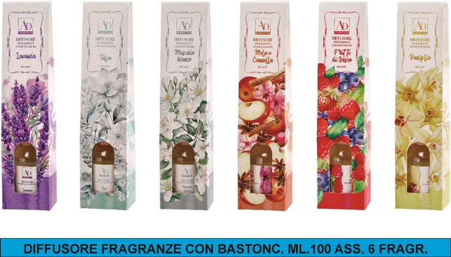 Diffusore Fragranze Con Bastonc. Ml.100 Ass. 6 Fragr. Star
