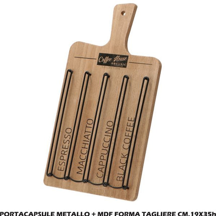 Portacapsule Metallo+Mdf Forma Tagliere Cm.19X36 Star