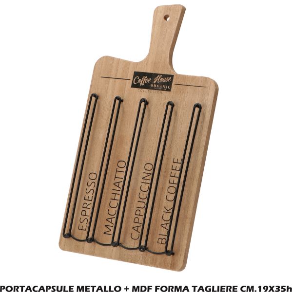 Portacapsule Metallo+Mdf Forma Tagliere Cm.19X36 Star