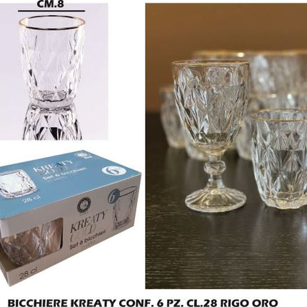 Bicchiere Kreaty Conf. 6 Pz. Cl.28 Rigo Oro Star