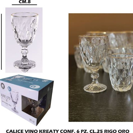 Calice Vino Kreaty Conf. 6 Pz. Cl.25 Rigo Oro Star