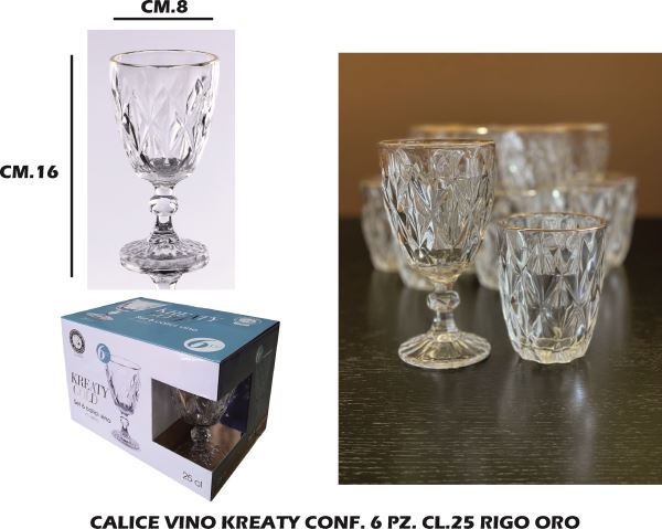 Calice Vino Kreaty Conf. 6 Pz. Cl.25 Rigo Oro Star