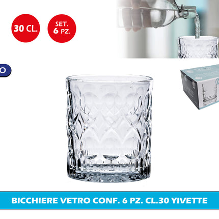 Bicchiere Vetro Conf. 6 Pz. Cl.Cl.30 Yivette Star