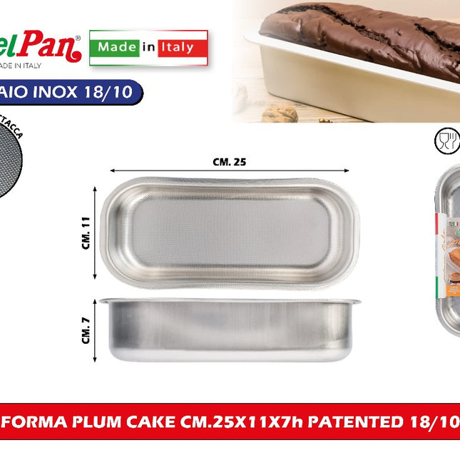 Forma Plum Cake Cm.25X11X7H Patented 18/11 Steel Pan