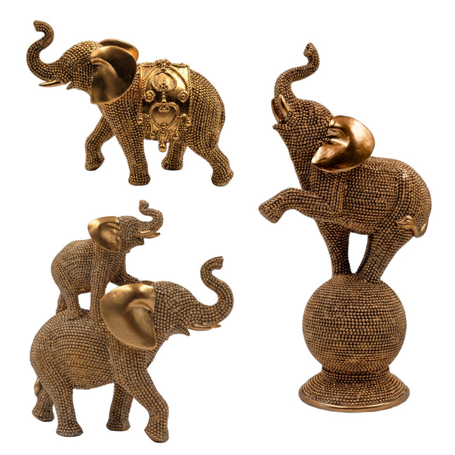 Statuetta Elefante Decorativa in Resina Oro Elegante Sud Import