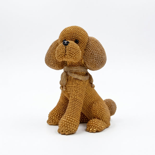 Cane Barboncino Resina Oro Medio 15x19 cm Statuetta Soprammobile Design Glamour Sud Import