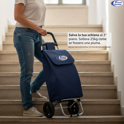 Smart Grocery System 3-in-1: Trolley Rolly 40L + Shopper Termica + 300 Sacchetti Freezer (Kit Completo) Casalinghi Sicignano