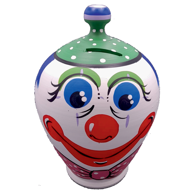 Benegiamo Salvadanaio Pagliaccio Terracotta Da Rompere Grande Piccolo 32 / 29 / 22 / 15 Cm