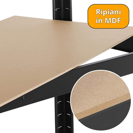 Scaffale Metallo Libreria Scaffali Metallici 5 Ripiani Legno Mdf 90X40X180H Cm