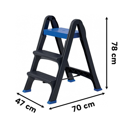 Bama Sgabello Skala 3 Gradini 47X70X78H – Plastica Robusta, Antiscivolo, Richiudibile, Certificato Uni En 14183
