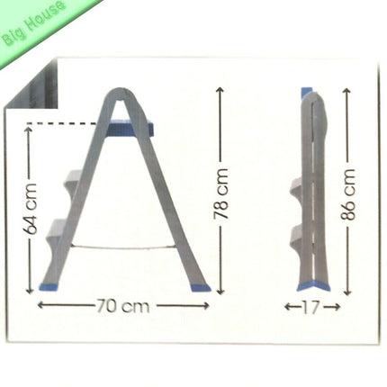 Bama Sgabello Skala 3 Gradini 47X70X78H – Plastica Robusta, Antiscivolo, Richiudibile, Certificato Uni En 14183