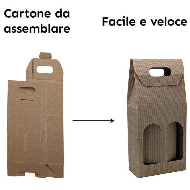 Scatola Portabottiglie Busta Regalo Vino Rosso Bianco Prosecco Champagne Cartone