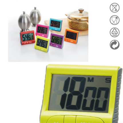 Timer Digitale da Cucina 99:59 – Appendibile e Magnetico, Suoneria, Colori Assortiti Lit Gas