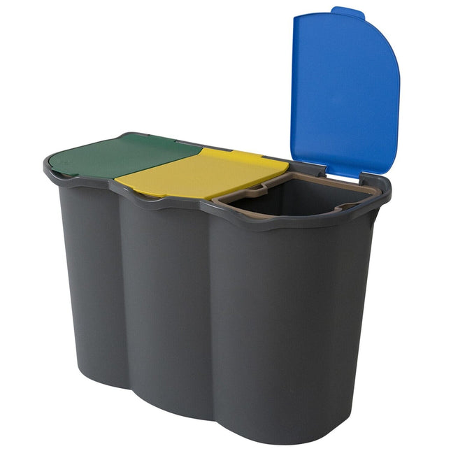 Belli & Forti Pattumiera Differenziata 3 Scomparti Unica – 80L – Raccolta Rifiuti Con Etichette E Separatori
