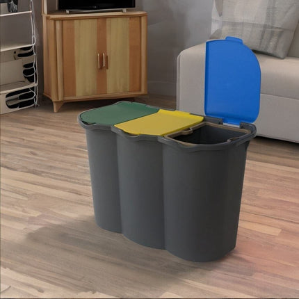 Belli & Forti Pattumiera Differenziata 3 Scomparti Unica – 80L – Raccolta Rifiuti Con Etichette E Separatori Belli & Forti